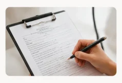 Questionnaire médical réalisé par une infirmière avant de réaliser l'épilation laser