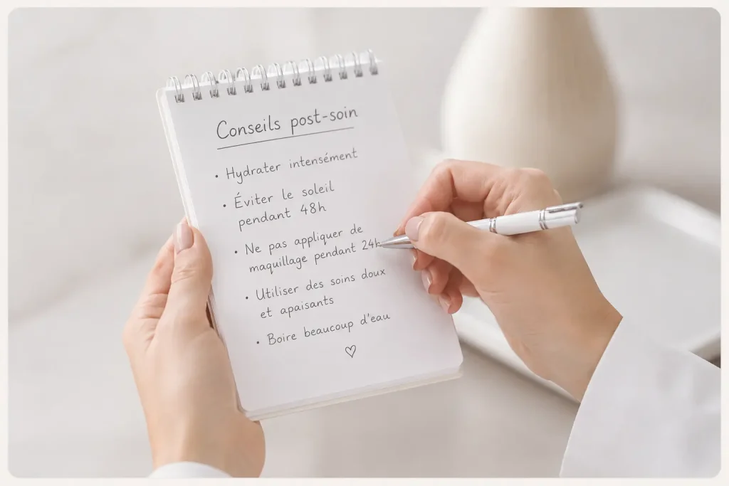 Conseils personnalisés donnés après une séance de microneedling