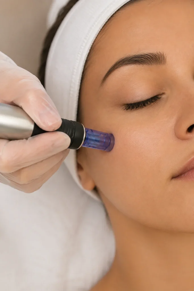 Séance de microneedling sur le visage chez Sielle Paris