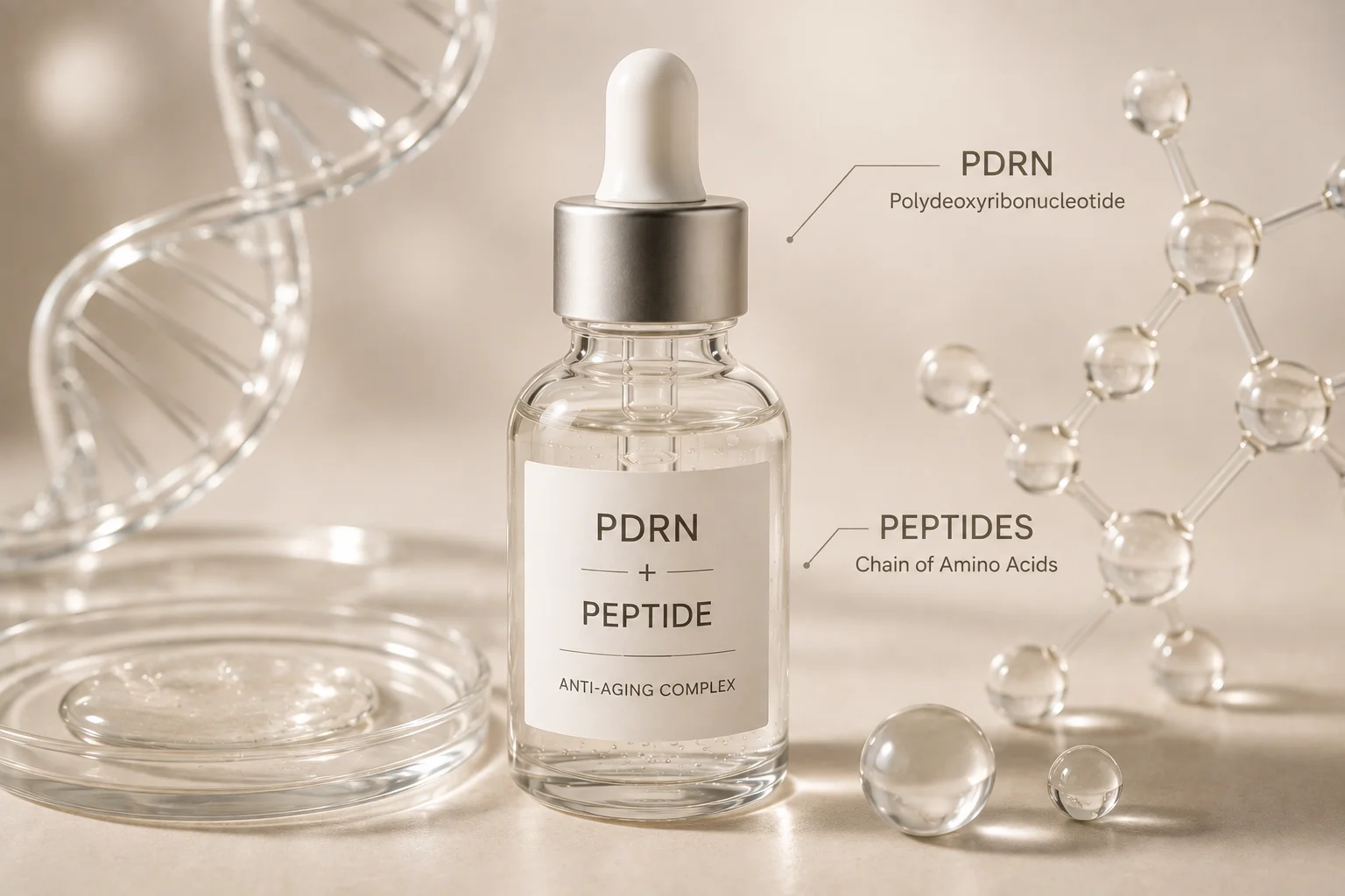 Sérum au PDRN et aux peptides utilisé dans un protocole de microneedling ciblant les signes de l’âge et la qualité de la peau