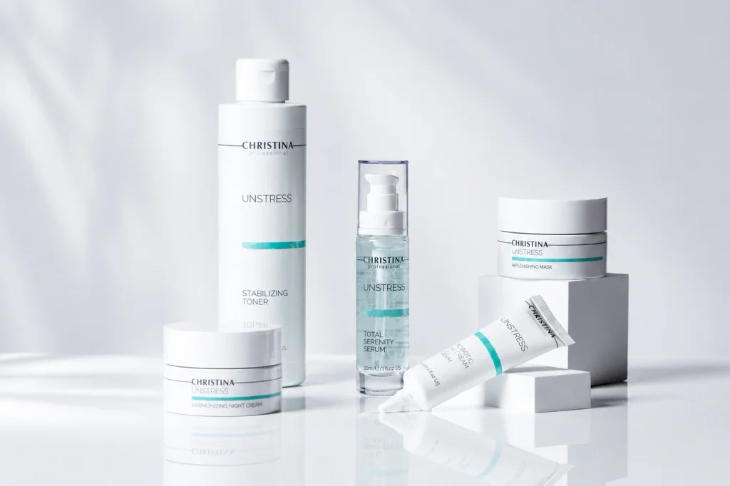 Gamme Unstress utilisée pour le soin des peaux stressées, sensibles et déshydratées chez SIELLE PARIS