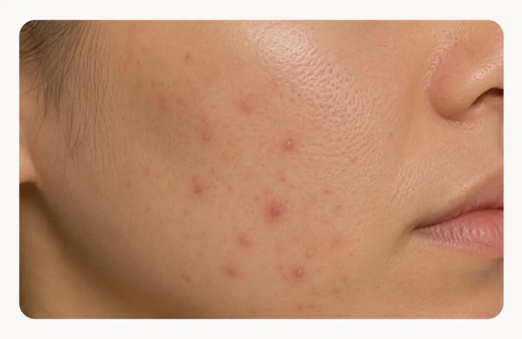 Peau présentant des imperfections et des boutons inflammatoires