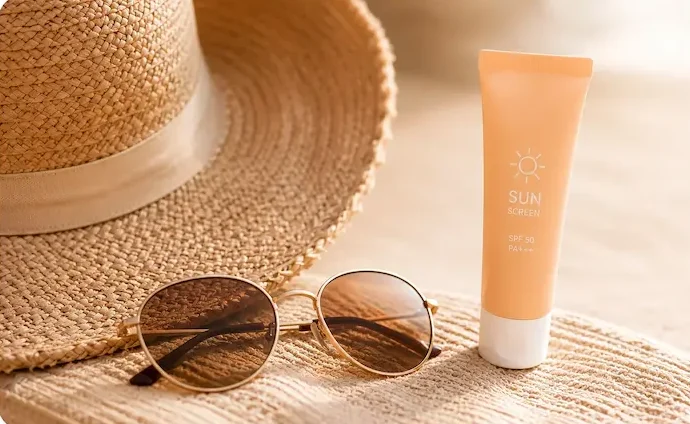 Protection solaire recommandée avant et après une séance d'épilation laser afin de préserver la peau.