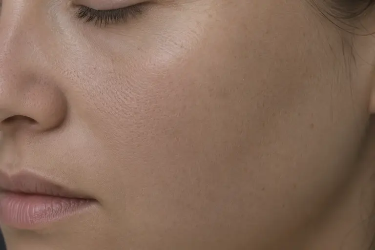 Gros plan d’un visage avec un teint terne, en manque d’éclat.